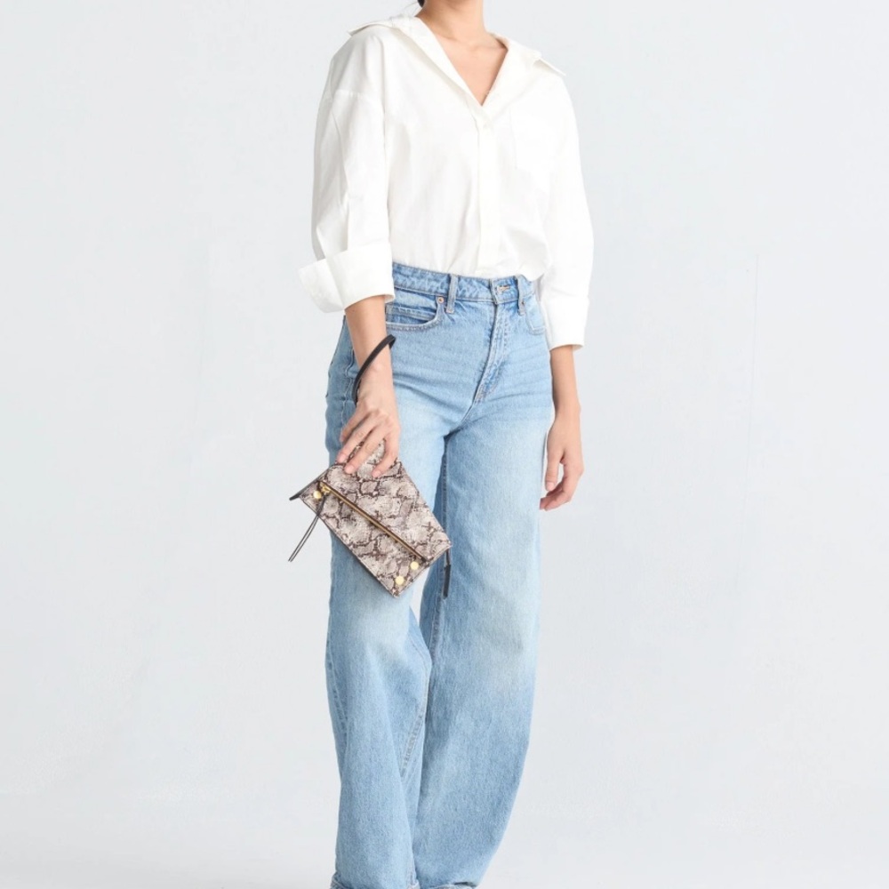 Hammitt Snakeskin Clutch/Crossbody with Gold Accents - Picture 9 of 11